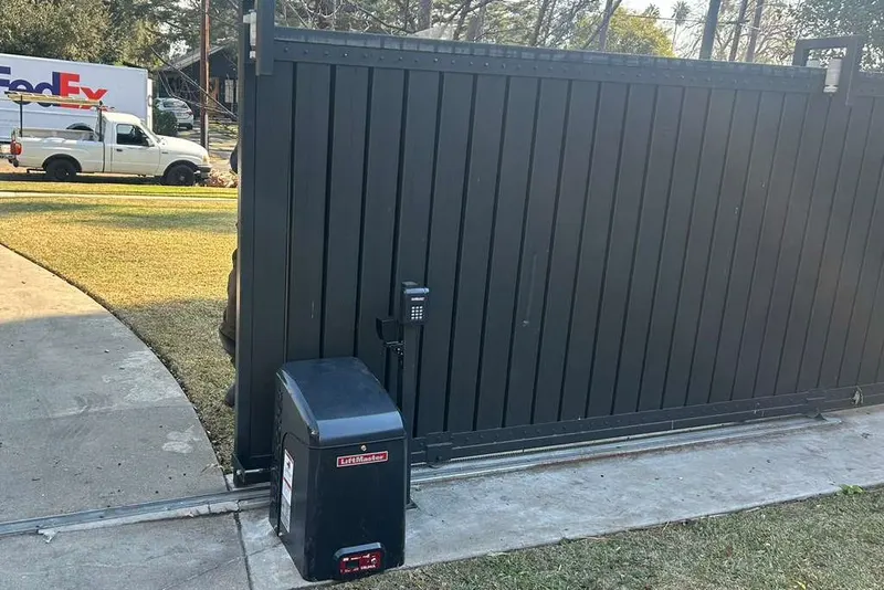 A transformer and wiring inside a gate operator power enclosure